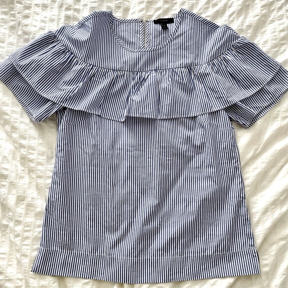 J. Crew Tops - Jcrew Striped Ruffle Top